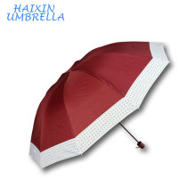 28 pouces 10K qualité produits chinois marché des Amériques 3 plier le grand fabricant de parapluie avec le bord de points
